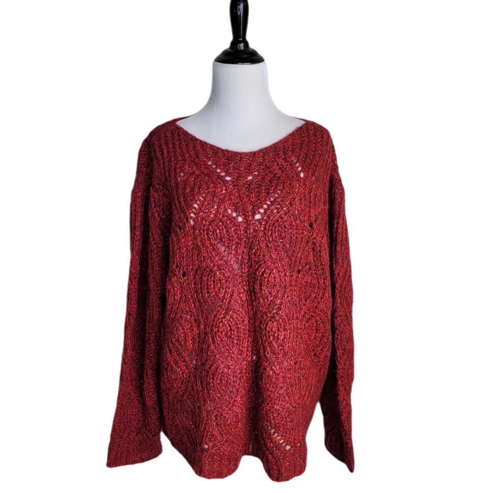 Gottardi Collection red mohair chunky knit sweater